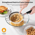 U-Taste Medium Fine Mesh Strainer: 18/8 Stainless Steel 4.73in 30 Mesh Kitchen Food Sieve with Sturdy Riveted Silicone Handle, Heavy Duty Deep Handheld Metal Colander for Rice, Quinoa, Flour (Black)