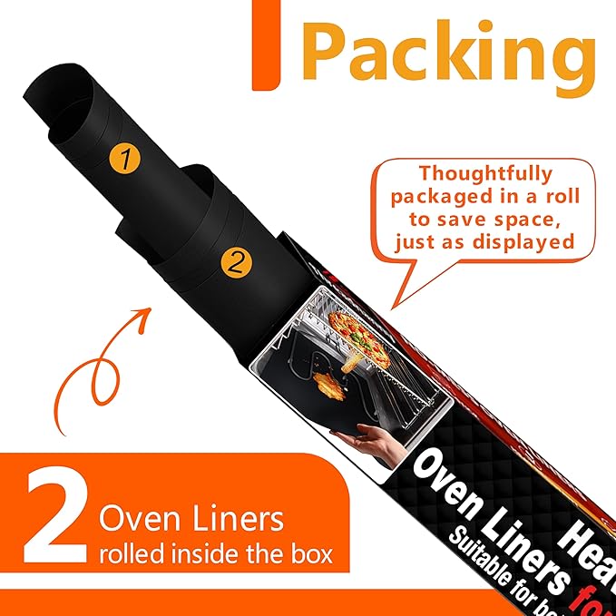 2 Pack Large Thick Heavy Duty Non Stick Teflon Oven Liners Mat, 17"x 25" BPA and PFOA Free, for Bottom of Electric Oven Gas Stove and Microwave Charcoal or Gas Grills