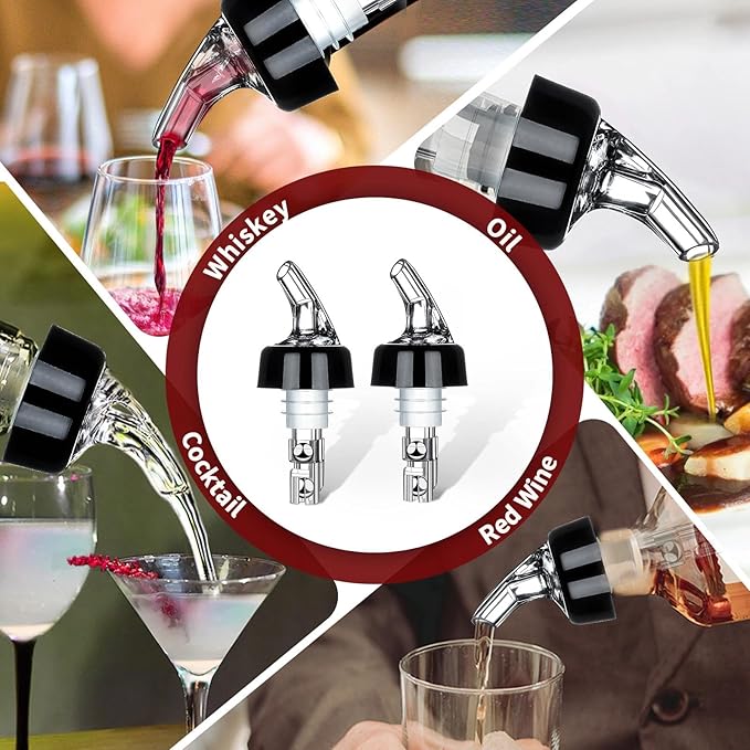 Automatic Measured Bottle Pourer - Quick Shot Spirit Measure Pourer Drinks Wine Cocktail Dispenser Home Bar Tools - 1oz/30ml (4 pack)