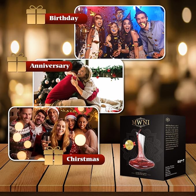 Wine Decanters, Crystal Glass Red Wine Decanter Set With Stopper and Brush,Used Aerator,Glass Carafe Accessories,Gifts(1800ml)