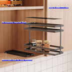 Mustorn 4 Pack Pull Out Spice Rack Organizer for Cabinet, 2 Tier Metal Slide Out Seasoning Organizer and Storage Heavy Duty Vertical Spice Rack Shelf Pullout for Kitchen Cabinets No Drilling (Black)