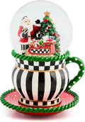 MACKENZIE CHILDS Snow Globe, Christmas Decor for Living Room, Check It Out Teacup
