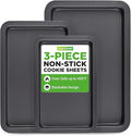 NutriChef 3-Piece Nonstick Baking Sheet Set – Non-Toxic Cookie Sheets for Everyday Baking – Small, Medium & Large Oven Safe Bakeware Trays – Warp-Resistant, Easy to Clean & Dishwasher Safe