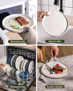 Famiware Star Plates and Bowls Sets, Modern Stoneware Dinnerware Sets for 8, 24-Piece Kitchen Dish Set - Microwave and Dishwasher Safe, Chip and Scratch Resistant, Matte White