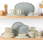 theterra Ceramic Serving Platter, 15.6"/14.4"/12.2" Oval Serving Dishes for Entertaining, Oven Safe, Microwave Safe, Serving Plates Set of 3 for Wedding, Party, Turkey, Desert Sage