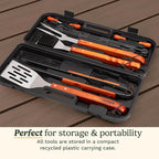 Cuisinart 13-Piece Wooden Handle Grill Tools Set, Grill Utensils Set BBQ Accessories, Durable Stainless Steel Spatula, Tongs, Cleaning Brush & More, Compact Case, Grilling Gifts for Men, CGS-W13