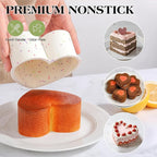 4 Inch Mini Heart Shaped Cake Pans Nonstick Silicone Heart Cake Molds for Baking Set of 3 (Cream)