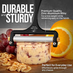 Zulay Kitchen Stainless Steel Wire Cheese Slicer - Adjustable Hand Held Cutter with 2 Extra Wires - Premium Cheese Shaver For Mozzarella, Cheddar, Gruyere - Black