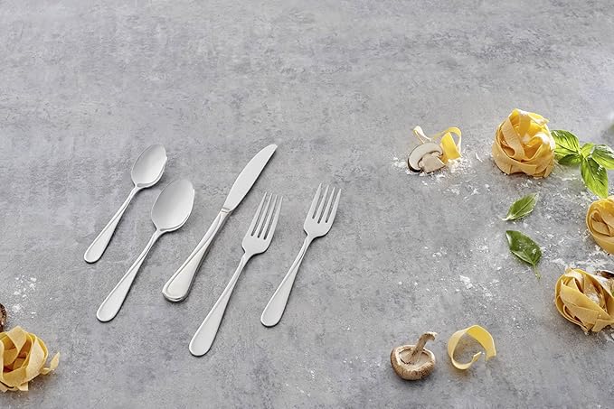Oneida Silverware Set, Flight Everyday Flatware Dinner Spoons Set, Service For 4, Rust Resistant 18/0 Stainless Steel, Dishwasher Safe, Mirror Finish, Home And Kitchen Utensils Sets (Silver, 4 Piece)