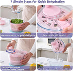 Good Grips 3.2 Qt Glass Salad Spinner Small Vegetable Dryer with Drain Microwave Safe Dishwasher Safe with Transparent Lid Crank Handle Quick Spin Greens Washer for Lettuce Herbs Fruits Pink