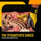 Hey Grill Hey Pitmaster Gloves | BBQ Gloves | Heat Protection up to 500°F or 260°C | High Temp Resistance | Fireproof Glove for Grilling Smoking Barbecue | Washable Mitts | Waterproof | Size - Large