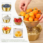 Baderke 2 Pcs Mini Colander & Food Strainer 304 Stainless Steel Small Mixing Colanders Bowl Rice Strainer for Kitchen Cooking Fruit Washing Vegetable (6.3 x 2.76 Inches,Gold)