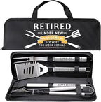 Retirement Gifts for Men, Retired Gifts for Men, Dad, Grandpa, Coworker, Teacher, Boss, Grilling Accessories, Heavy Duty Stainless Steel Grill Set BBQ Grill Tools for Outdoor Grill with Aluminum Case
