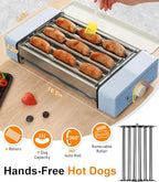 3-in-1 Electric Grill with Hot Dog Roller, Portable Indoor Outdoor BBQ Grill, Griddle and Sausage Roller Machine with Removable Non-Stick Plate & Drip Tray, for Tailgate, Camping, RV, Home Kitchen