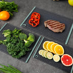 Plastic Cutting Boards for Kitchen, 3-Piece Large Cutting Board Set Dishwasher Safe Chopping Boards with Non-slip Feet and Juice Grooves, Turquoise, Kikcoin