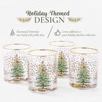 Spode Christmas Tree 14 Fl. Oz. Double Old Fashion Glass (Set of 4), Polka Dot - Whiskey & Bourbon Glasses for Festive Entertaining, Old-Fashioned & Rocks Glasses for Holiday Drinks (Pack of 2)