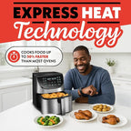 Gourmia Air Fryer - 8 Qt Extra Large Capacity, FryForce360º, Digital Display with 12 Presets, Roast, Bake, Broil, Dehydrate, Dishwasher Safe Accessories, Stainless Steel