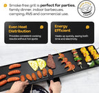 Premium Electric Griddle 36" with Silicone Cooking Utensils Set - Extra Large Portable & Nonstick Electric Grill for Outdoor Use with Adjustable Heating - Smokeless Indoor Grill by IDL Packaging