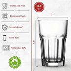 Highball Drinking Glasses Set of 12, 12.5 oz Glass Tumbler - Water Glasses & Beer Glassware for Kitchen - Durable Drinkware Set for Juice, Soda, Iced Tea & Cocktails - Heavy Base, Dishwasher Safe