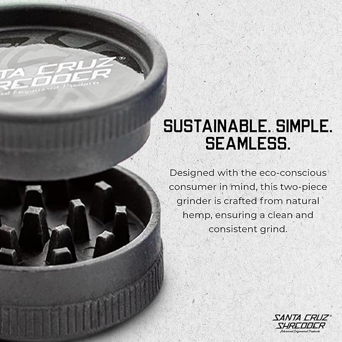 Santa Cruz Shredder Grinder for Herbs Knurled Top for Stronger Grip 2-Piece Medium 2.2 (Black)