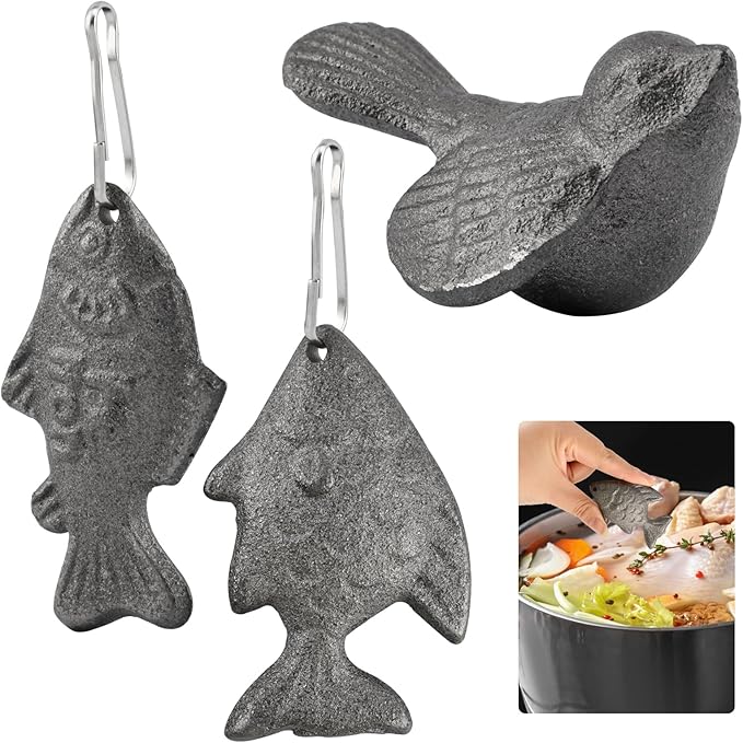 3pcs Iron Fish Natural Iron Cooking Tool to Add Iron to Food & Water Effective and Safe Cooking Tool