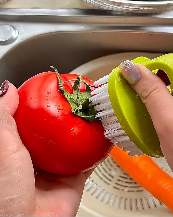 Vegetable Scrubber Brush- 3 Pack Fruit and Vegetable Brushes,Vegetable Brush Scrubber for Food,Veggie Wash Brush with Stiff Bristles Vegetable Cleaner Brush for Fruits,Potatoes,Carrots & More
