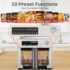 OSTBA French Door Air Fryer Toaster Oven Combo, 24 QT Extra Large Capacity 10-in-1 Airfryer Oven, 30% Faster 90% Less Oil, 102 Recipes & 7 Accessories, Stainless Steel
