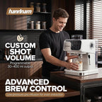 Espresso Machine with Grinder, 20 Bar Professional Espresso Maker with Built-in Burr Grinder, PID Temperature Control, Steam Wand, 58mm Portafilter, 25 Grind Settings, All-in-One Coffee Machine