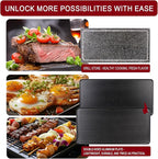 Artestia 2-in-1 1700W Adjustable Temperature Raclette Grill with Granite Stone & Non-Stick Cast Aluminum Plates | Includes 8 Mini Pans & Spatulas | Extended Power Cord | Perfect for Family Gatherings