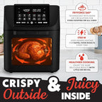 Gourmia Air Fryer - 14 Qt All-in-One Oven with Rotisserie, Digital Display with 12 Presets, Roast, Bake, Broil, Dehydrate, Dishwasher Safe Accessories, Black