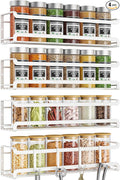 Bunoxea Spice Rack wall mounted 4 Pack, Space-Saving Spice Organizer for Spice Jars and Seasonings,Screw or Adhesive Hanging Spice Rack Organizer for Your Kitchen Cabinet,or Pantry Door,White