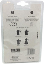 Bialetti Moka Express 6 Cup Replacement Filter and 3 Gaskets , White