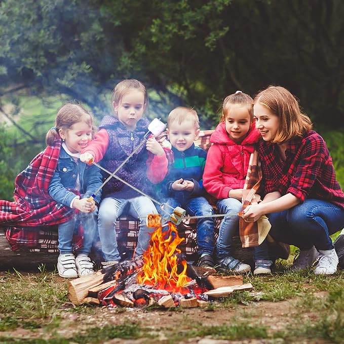 12 PCS Marshmallow Roasting Sticks, Telescoping Smores Sticks for Open Fire Pit, 32 Inch Long Marshmallow Toasting Barbecue Forks S'mores Skewers for Campfire Camping Hotdog Hot Dog Bonfire Grill