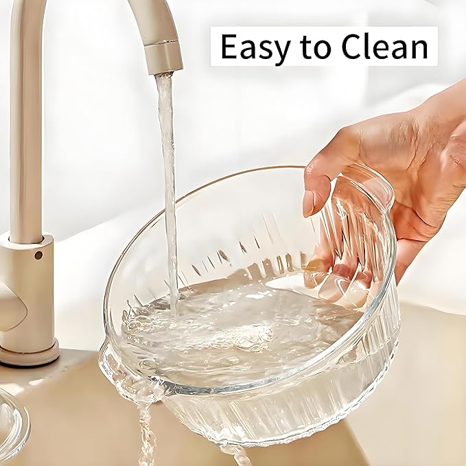 Round Glass Casserole Baking Dish With Lid, Borosilicate Glass, 2.4QT Glass Casserole Dish for Oven