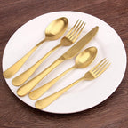 SHARECOOK Satin Finish 40-Piece Stainless Steel Flatware Set, Matte Gold Silverware, Dishwasher Safe