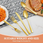 40 Pcs Gold Silverware Set, Stainless Steel Flatware Set for 8, Food-Grade Cutlery Set, Mirror Polished Tableware Eating Utensils Set for Home Kitchen, Include Knife Fork Spoon Set, Dishwasher Safe