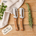 2 Pack 2 in 1 Multi Functional Vegetable Peeler with Bottle Opener and Wooden Handle Stainless Steel Blade Kitchen Tool for Sugar Cane Potato Fruit Pineapple Pumpkin Papaya Carrot Veggie Peeler