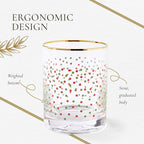 Spode Christmas Tree 14 Fl. Oz. Double Old Fashion Glass (Set of 4), Polka Dot - Whiskey & Bourbon Glasses for Festive Entertaining, Old-Fashioned & Rocks Glasses for Holiday Drinks (Pack of 2)