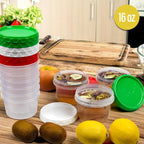 EONJOE 16 oz Plastic Freezer Containers with Lids 2 Cup Food Storage Container BPA Free Stackable Airtight Dishwasher Safe,6 Pack