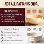 Superbaking 2 pcs Banneton Bread Proofing Basket, 9" Splinter-Free Round Rattan Bread Basket with Liners, Sourdough Starter Kit, Sourdough Bread Baking Supplies & Sourdough Kit, Bread Making Tools