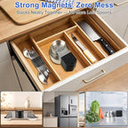 Magnetic Measuring Cups & Spoons Set, Strong N45 Magnets, Heavy Duty Stainless Steel Fits in Spice Jars for Baking & Cooking, BPA Free, Round Set of 15 with Leveler,Dark Black