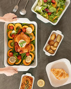 Sweejar Ceramic Bakeware Set of 4, Casserole Dishes for Oven, Rectangular Baking Dish with Handles, Lasagna Pans Deep for Cooking, Gratin, Roasting, Banquet and Daily Use (Navy)