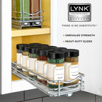 LYNK PROFESSIONAL® Pull Out Spice Organization for Cabinets - 4-3/8 inch Wide – Spice Rack for Inside Cabinets, Slide Out Spice Rack Organizer for cabinet – Pull Out Spice Rack, Sliding 1 Tier Chrome