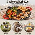 Non-Stick Electric Indoor Grill Pan, Large Round Electric Griddle & Smokeless Korean BBQ Grill Indoor - fast heating, portable, for burgers, pancakes & stovetop use (Large)