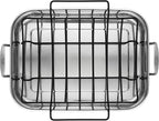 Anolon Triply Clad Stainless Steel Roaster / Roasting Pan with Rack - 17 Inch x 12.5 Inch, Silver