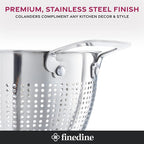 YH-Goods Stainless Steel Colander - 3-Piece Kitchen Sink Strainer Set for Pasta, Rice, Fruit, Food - Stackable Strainers and Colanders, (5-Quart, 3-Quart, and 1.5-Quart)