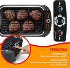 Indoor Grill, Techwood 1500W Smokeless Electric Grill with 2 in1 Nonstick Grill/Griddle Plates, Portable Korean BBQ Grill with 6-Level Control, Glass Lid, Dishwasher Safe, Double Plates, Gray