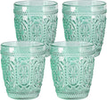 abrwyy Green Drinking Glasses Set of 4, Vintage Drinking Glasses, Green Glassware Drinking, Beverage Glasses Cup, Vintage Glassware Set for Water, Juice, Cocktail, Coffee