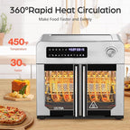 OSTBA French Door Air Fryer Toaster Oven Combo, 24 QT Extra Large Capacity 10-in-1 Airfryer Oven, 30% Faster 90% Less Oil, 102 Recipes & 7 Accessories, Stainless Steel
