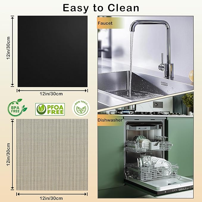 6Pcs Reusable Air Fryer Liners for Ninja, 12 × 12in Non-Stick Liners for Bottom of Toaster Oven, 3 × Liners + 3 × Mesh Sheets, Pre-Cut Square Baking/Microwave/Grill Mat for SP101/SP201/SP301/SP351